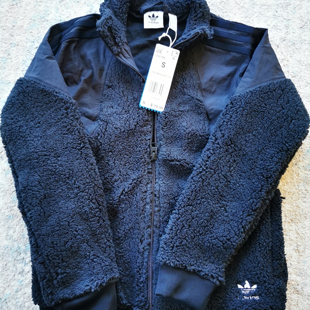 NWT Adidas Youth Polar Fleece Track Top in Black, Size S (9-10Y)